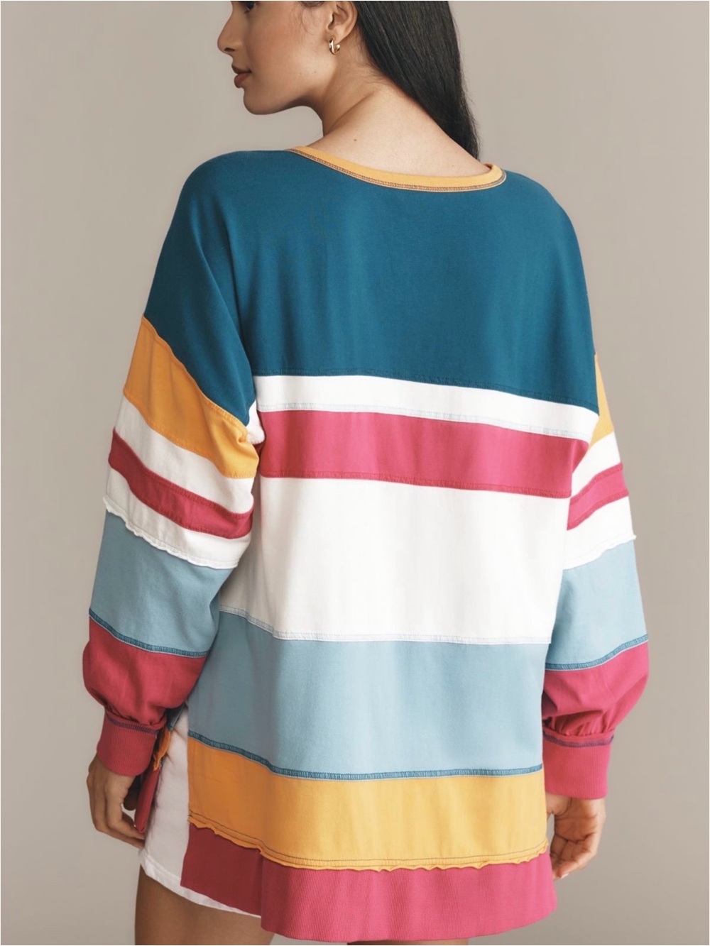 Pilcro Seamed Long Sleeve Cotton Tee - Picture 2 of 5
